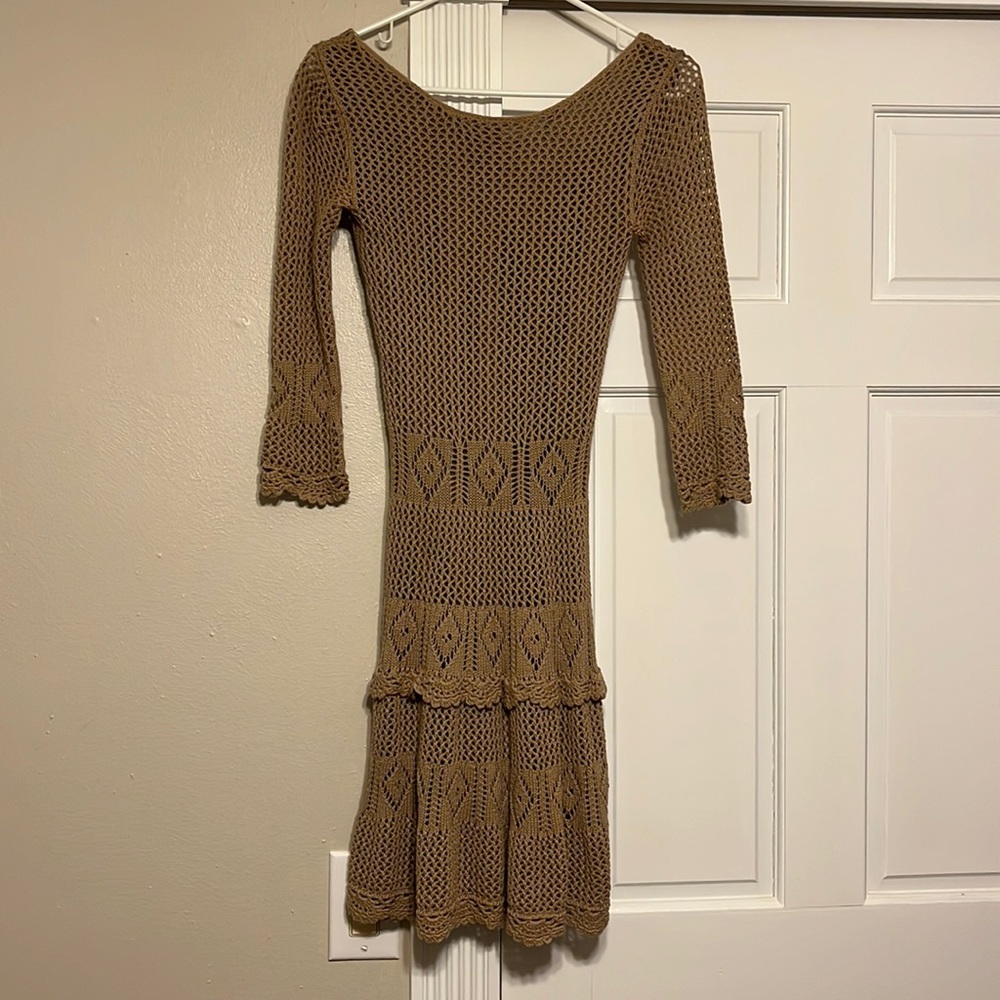 Tan knit dress with scoop back